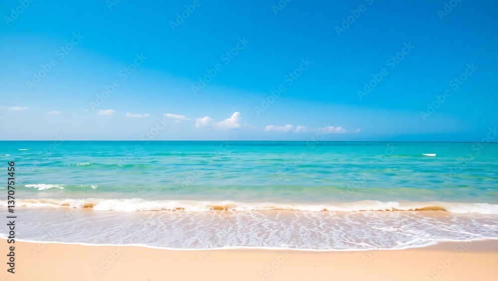 Tropical paradise beach with blue sky and white clouds offers a relaxing summer vacation seascape Tropical paradise beach with blue sky and white clouds offers a relaxing summer vacation seascape