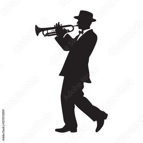 Jazz Musician Silhouette Vector Captivating Trumpet Player Illustration
