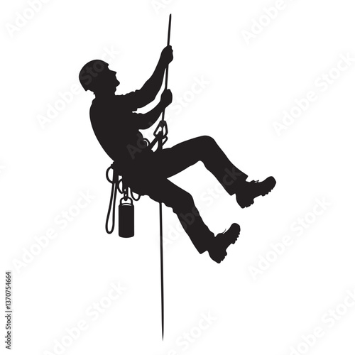 Climber Rappelling Silhouette Vector Illustration for Adventurous Designs