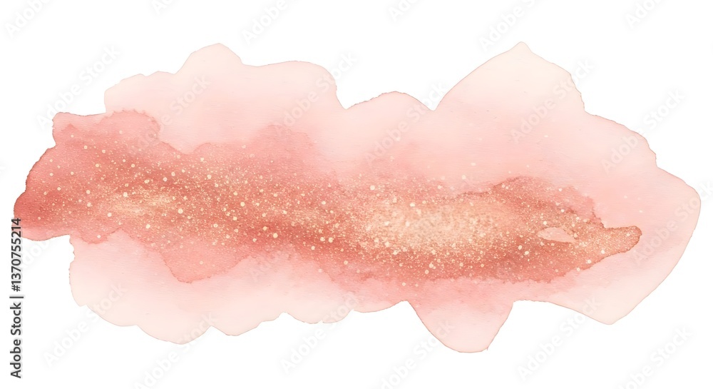 Fototapeta premium Rose gold watercolor splashes forming an elegant, luxurious abstract background, AI Generated