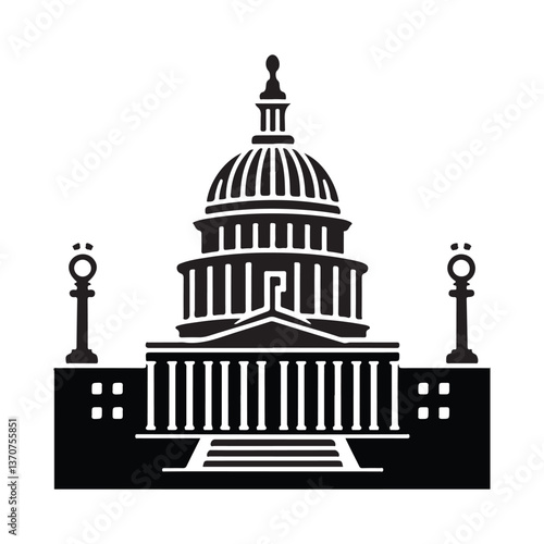 Capitol building silhouette vector illustration government landmark image