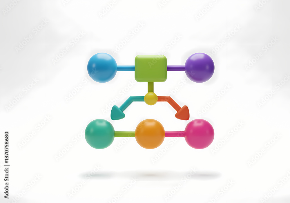 3D Colorful Flowchart Connection Process Diagram isolated on transparent background 3D Colorful Flowchart Connection Process Diagram isolated on transparent background