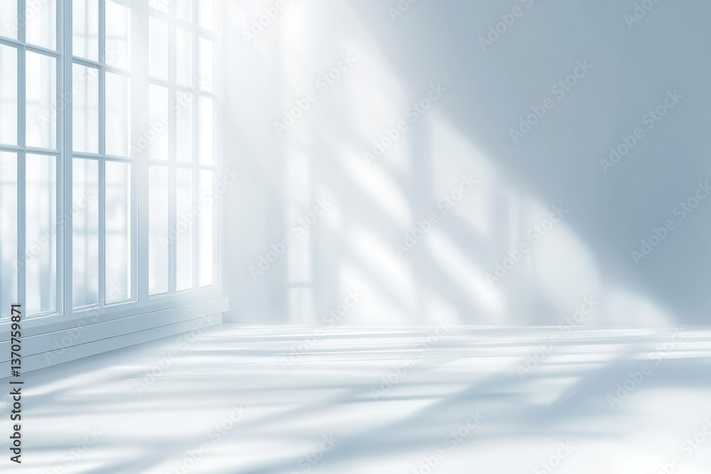 Obraz premium Bright sunlight shining through window in empty room