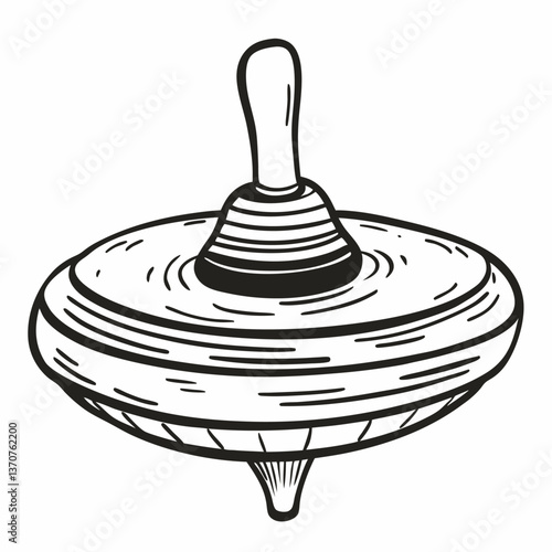 Hand Drawn Vintage Spinning Top Illustration for Toy Design and Retro Artwork
