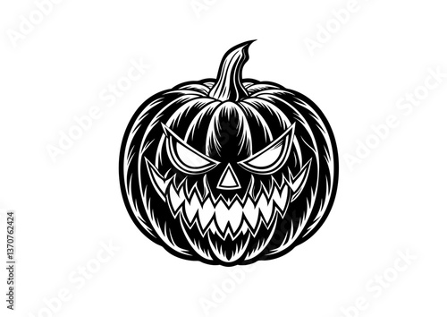 black and white svg vector, Halloween pumpkin icon