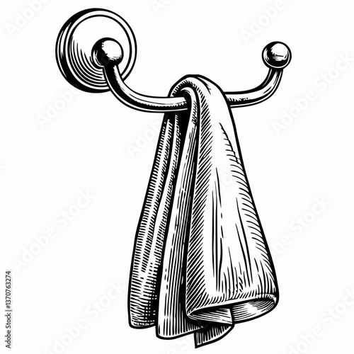 Vintage Hand Drawn Towel Hanger Illustration
