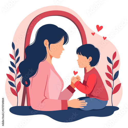 Mother and child sharing love on Mother's Day in a warm setting  