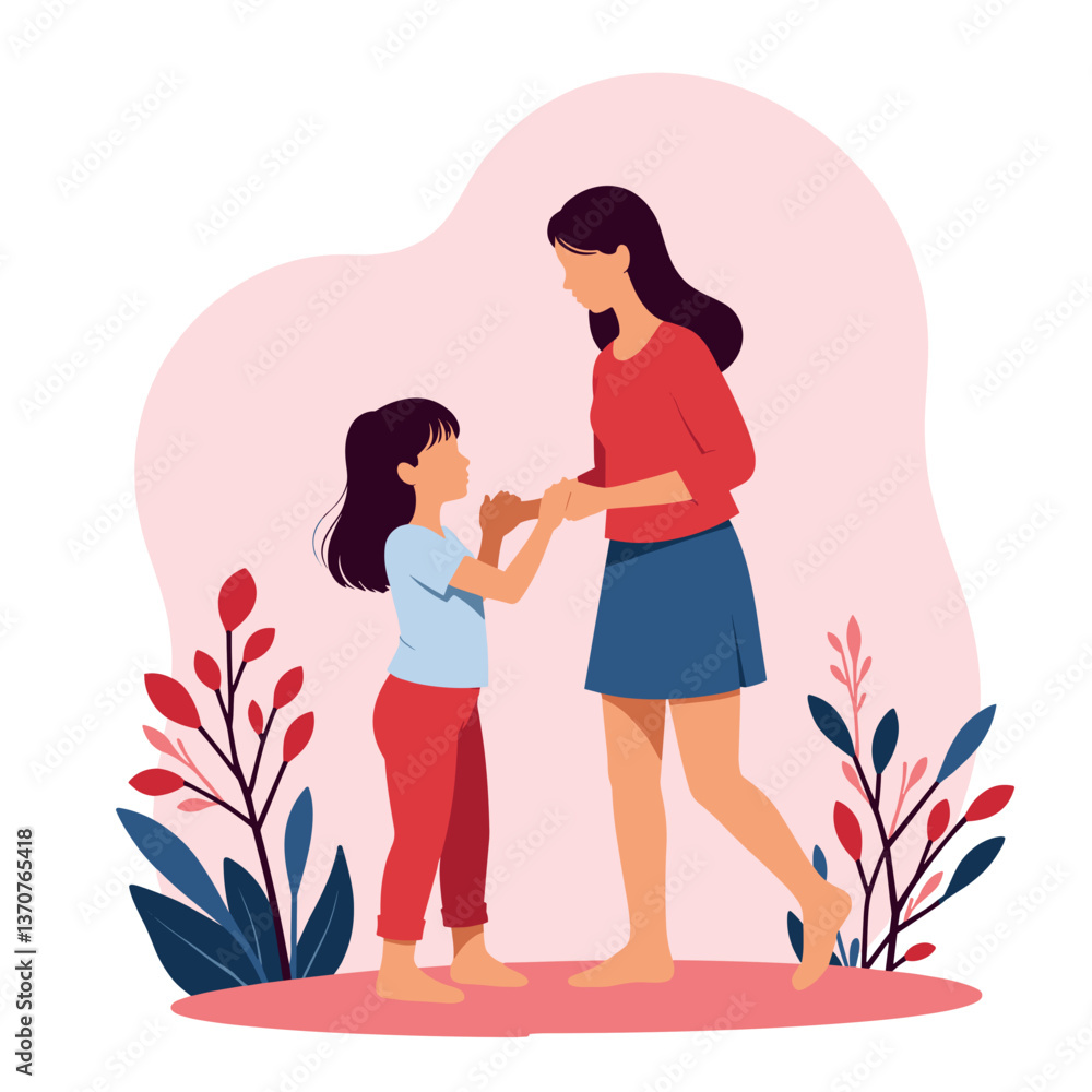 Mother and Daughter Celebrating Mother's Day in a Colorful Setting Mother and Daughter Celebrating Mother's Day in a Colorful Setting