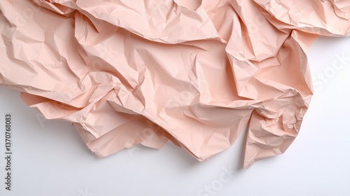 Wallpaper Mural A high-resolution close-up photograph depicts a crumpled sheet of peach-colored tissue paper artfully arranged on a pristine white background showcasing its texture and delicate Torontodigital.ca