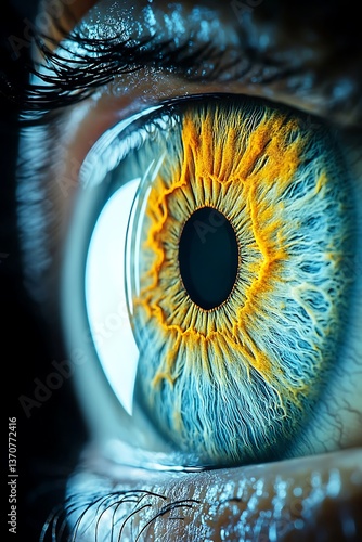 A close up view of a human eye in detail
