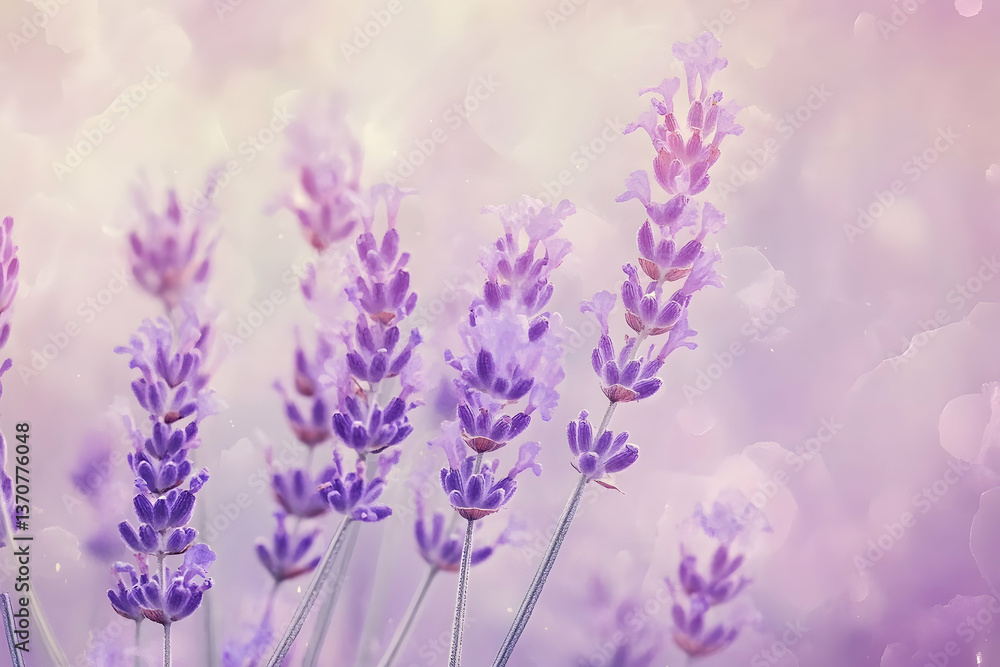 Naklejka premium Beautiful lavender flowers growing in a soft and gentle display