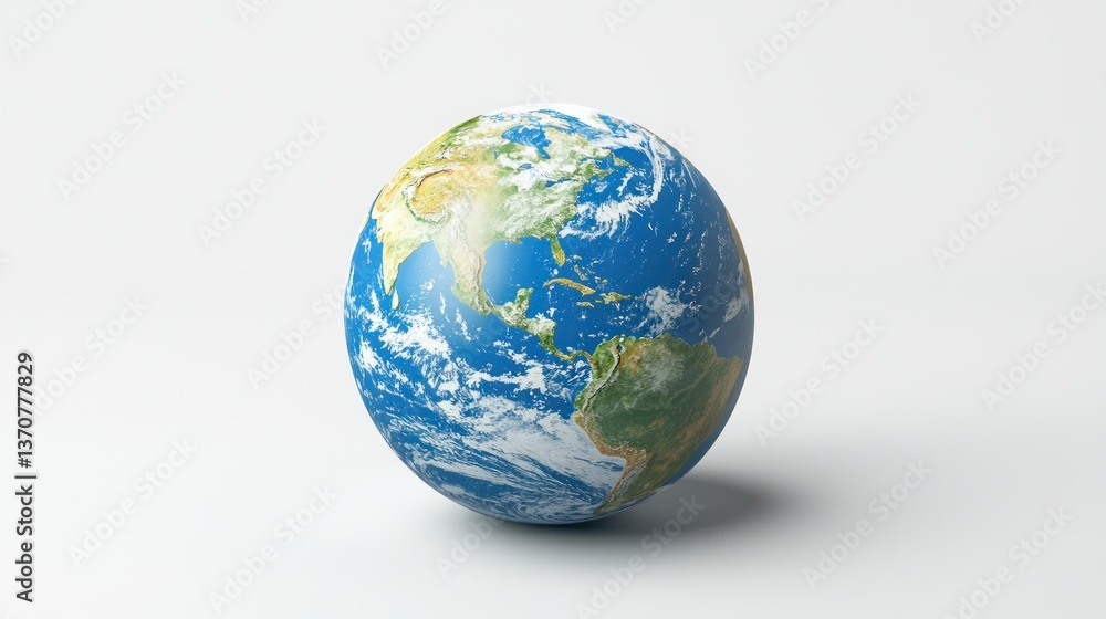 Fototapeta premium 3D Cartoon Earth Globe Floating in Space Isolated on White