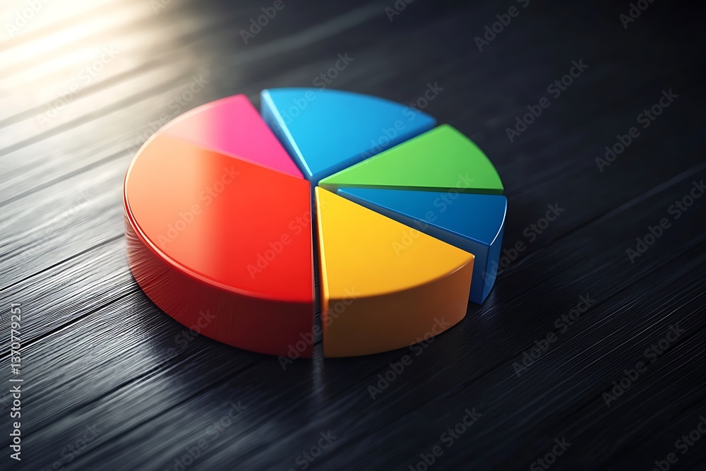 Fototapeta premium 3D Pie Chart with Colorful Financial Graphs 