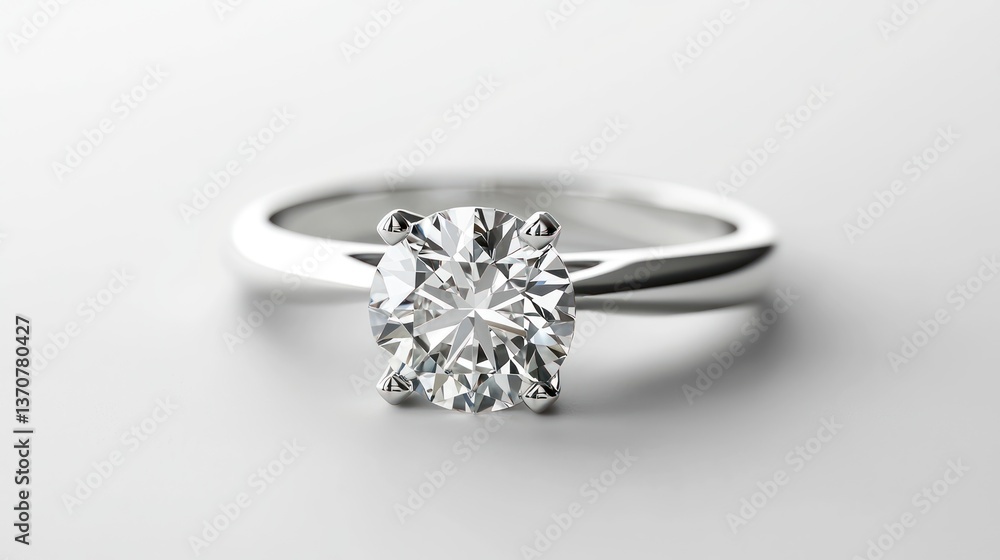 Full-Length Diamond Ring Viewed from the Top on Plain White Surface Full-Length Diamond Ring Viewed from the Top on Plain White Surface