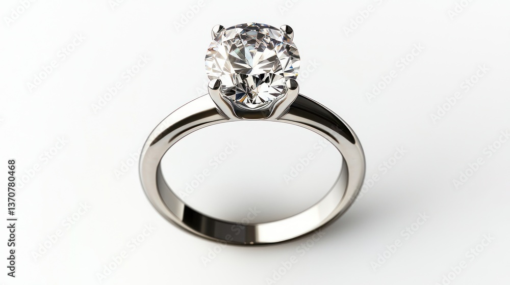 Full-Length Diamond Ring Viewed from the Top on Plain White Surface Full-Length Diamond Ring Viewed from the Top on Plain White Surface