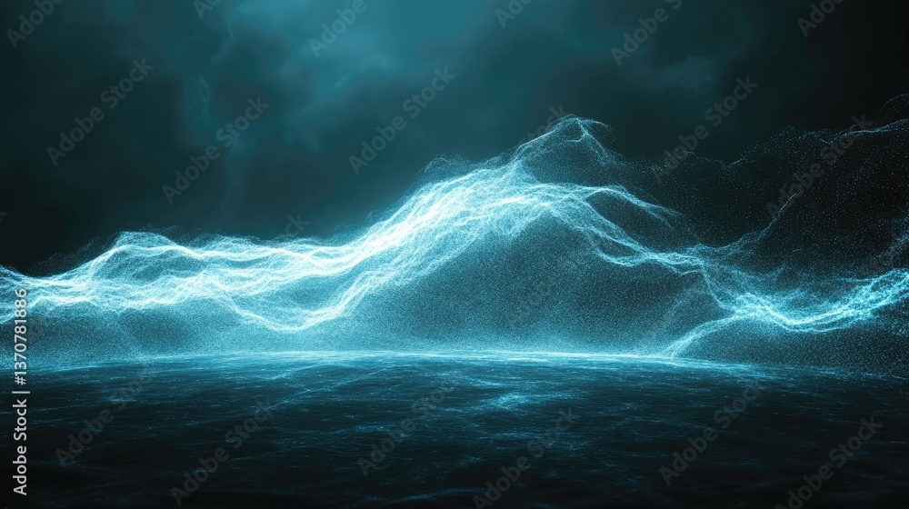 Fototapeta premium Abstract teal blue mountain landscape