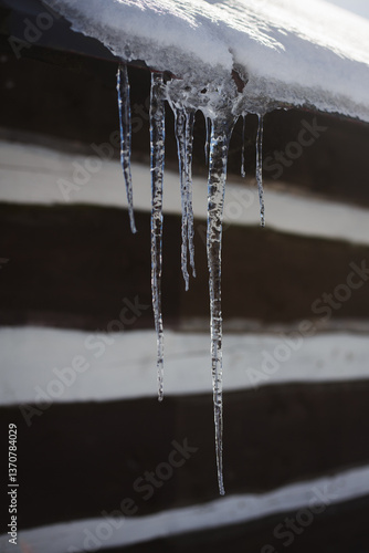 Icicles hanging from a roof