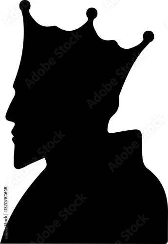 King with crown side profile isolated vector illustration