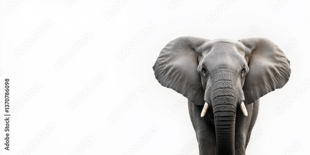 Obraz premium Majestic african elephant with large ears on white background