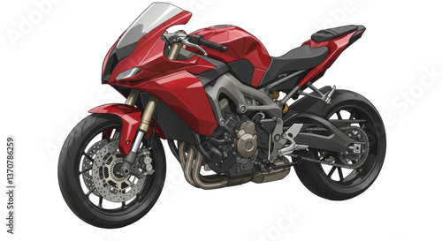 Isolated Red Motorcycle