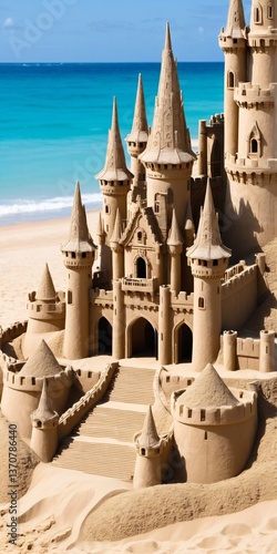 Sand castle sculpture made of sand