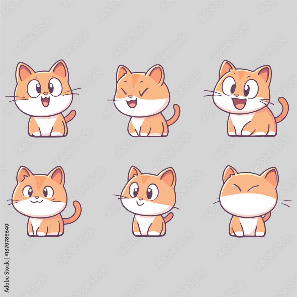 set of funny cartoon cats set of funny cartoon cats
