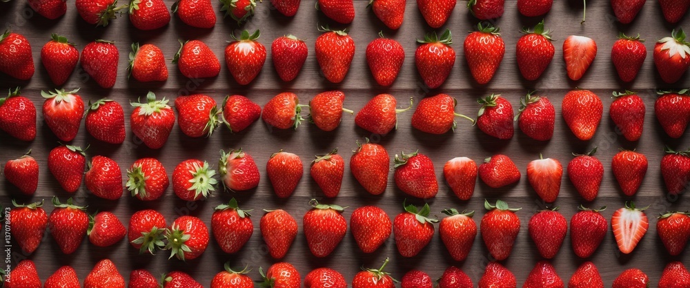 Fresh strawberry fruits food background. Top view, flat lay