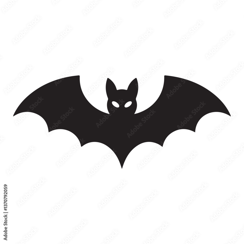 Simple Black Silhouette of a Bat in Flight Simple Black Silhouette of a Bat in Flight