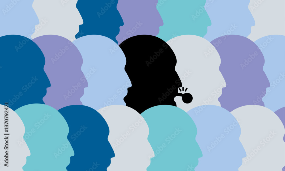 Blowing the whistle concept, idea of informing the public to prevent an illegal activity