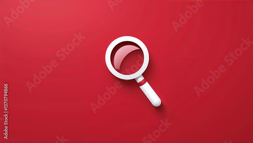 Wallpaper Mural A white magnifying glass on a vibrant red background, searching for answers, exploring new possibilities, unveiling hidden truths with a clean and simple design. Torontodigital.ca