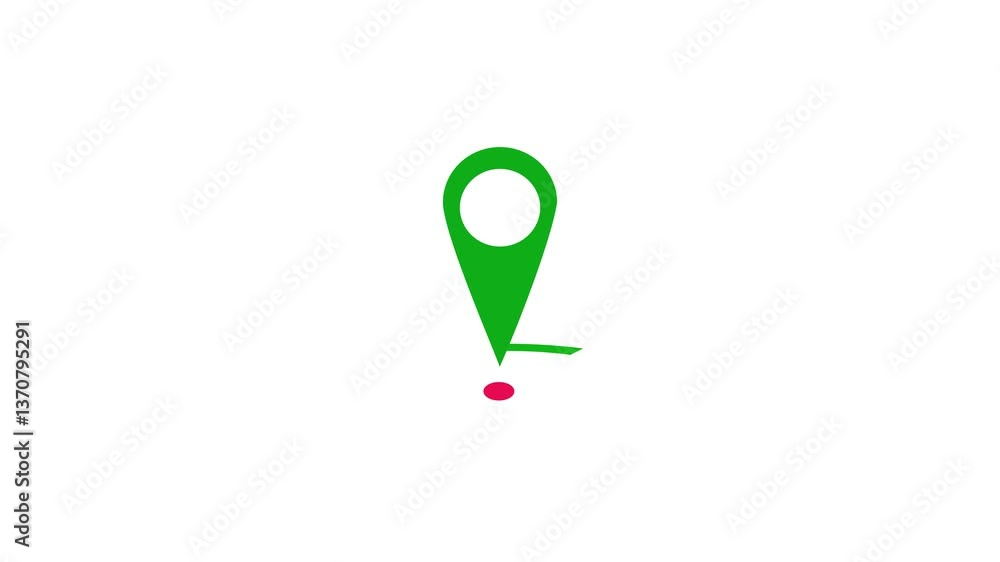 Looping animation of red map location pin bouncing on chroma key background Looping animation of red map location pin bouncing on chroma key background