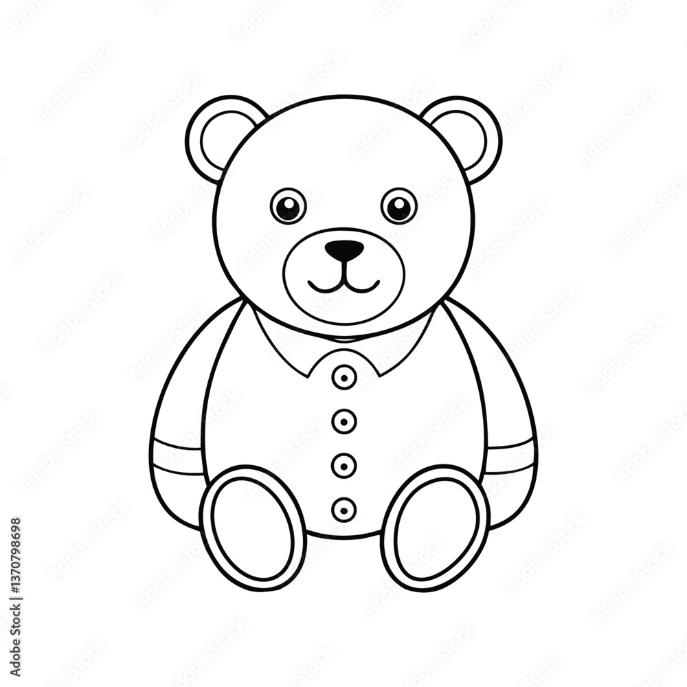 Fototapeta premium outline of a vintage teddy bear with button eyes.eps
