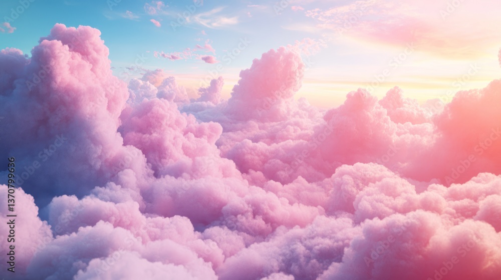 Pink Dreamscape: A Whimsical Sky of Pastel Clouds and Soft Light Hues Pink Dreamscape: A Whimsical Sky of Pastel Clouds and Soft Light Hues