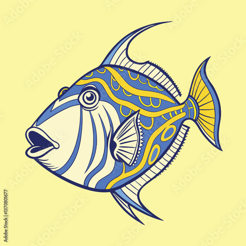 marine fish:Stormcrest Triggerfish Artwork