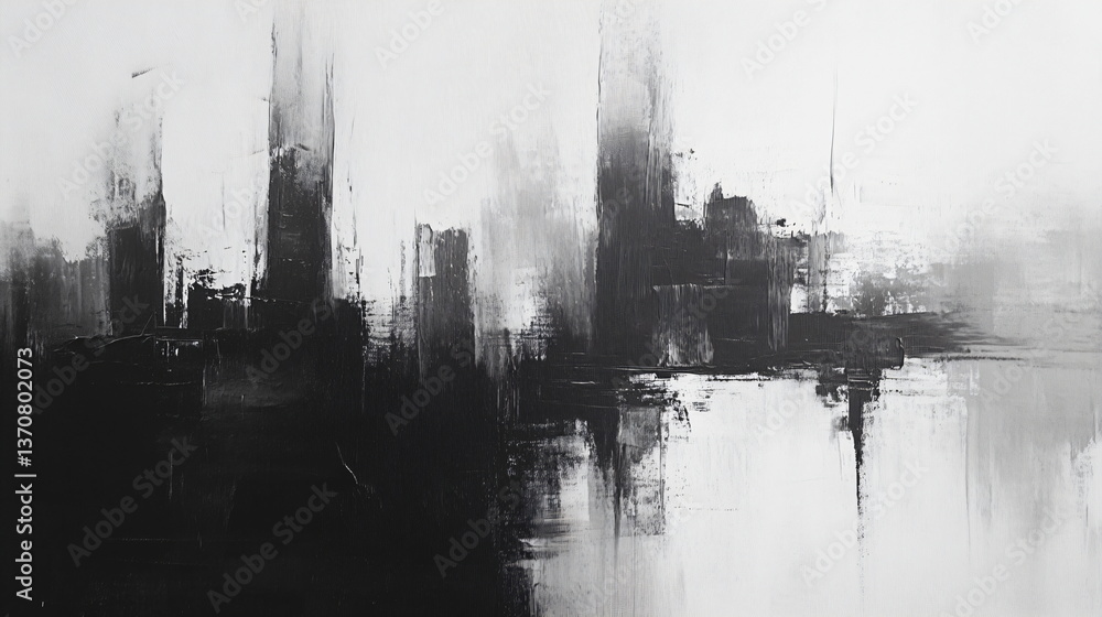 Abstract painting black and white tones Abstract painting black and white tones