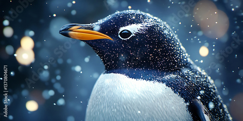 Wallpaper Mural Penguin with a Galaxy Pattern Shimmering Against the Night Sky Background for Cosmic Art, Dreamlike Themes, or Sci-Fi Concepts Torontodigital.ca