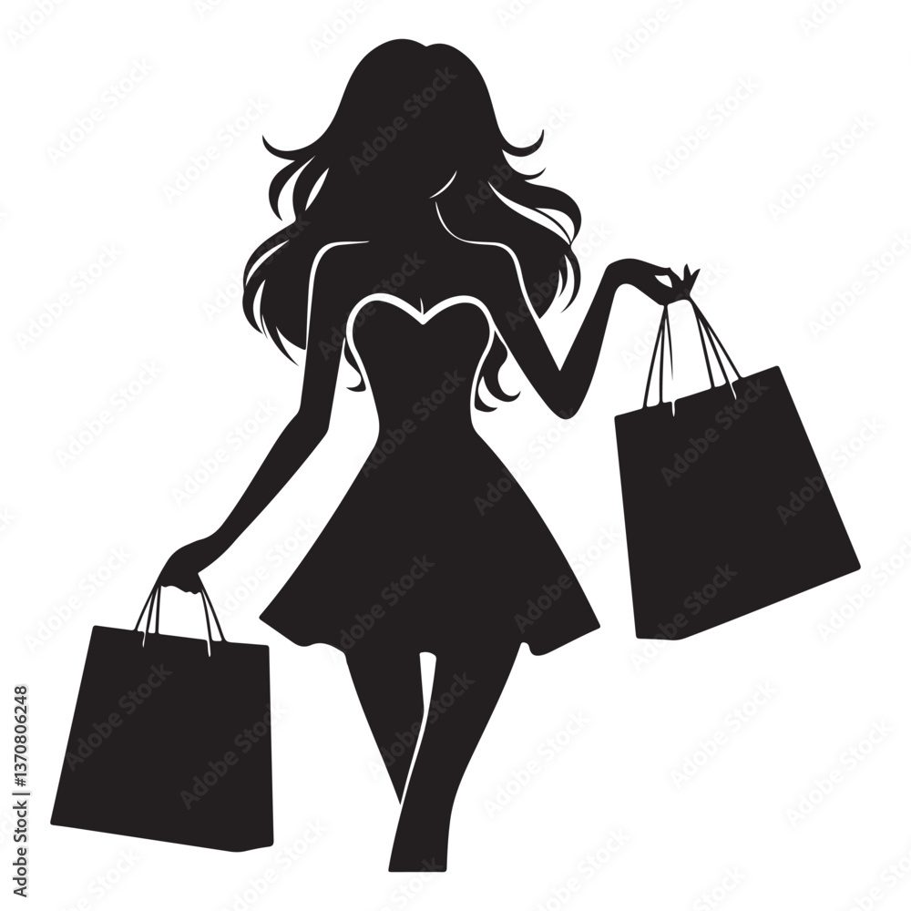 Stylish Woman Silhouette Vector Illustration Shopping Fashion Design Element Stylish Woman Silhouette Vector Illustration Shopping Fashion Design Element