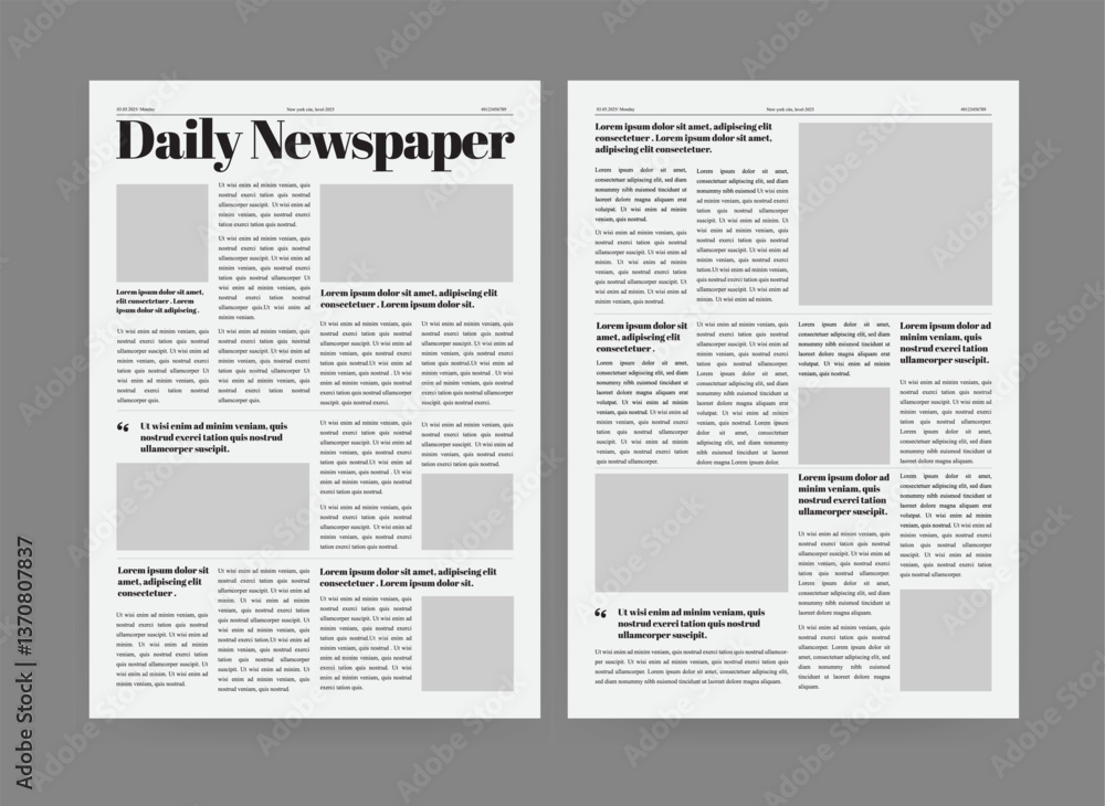 Fototapeta premium Journal Newspaper, Newspaper Layout Template