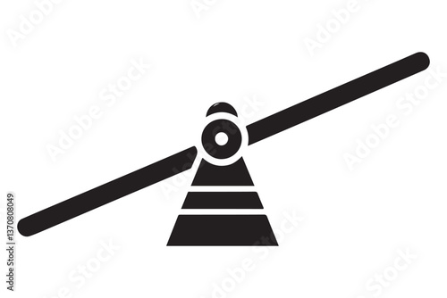 Seesaw silhouette vector image depicting balance children playground toy