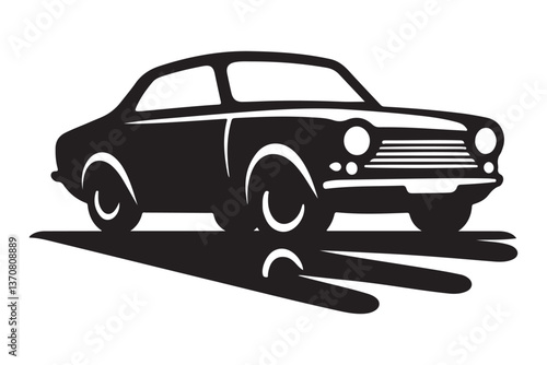 Classic Car Silhouette Illustration Capturing Automotive Elegance and Timeless Design