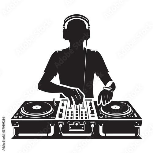 Silhouette of DJ at Turntable Creating Music and Entertainment Experience