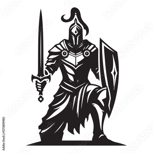 Wallpaper Mural Silhouette of medieval knight ready for war vector illustration warrior Torontodigital.ca
