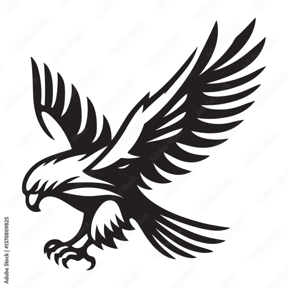 Fototapeta premium Detailed Eagle Silhouette Vector for Brand Identity and Symbolism Projects