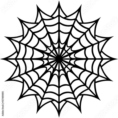 an intricate web spun silhouette line art vector illustration