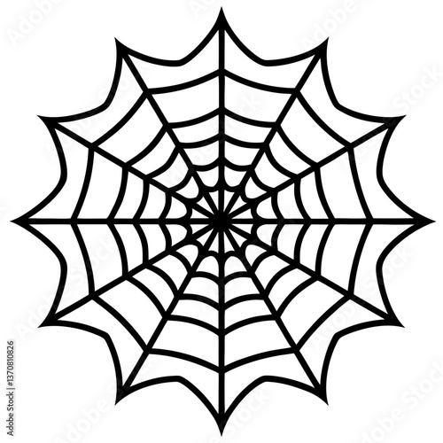 an intricate web spun silhouette line art vector illustration