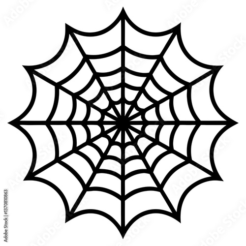 an intricate web spun silhouette line art vector illustration