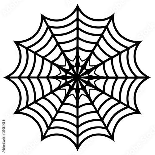 an intricate web spun silhouette line art vector illustration