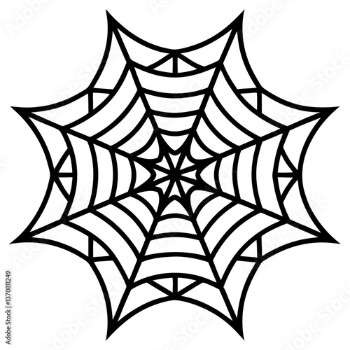 an intricate web spun silhouette line art vector illustration