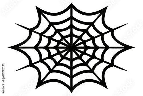 an intricate web spun silhouette line art vector illustration