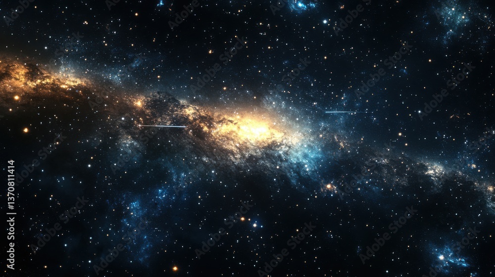 Naklejka premium Majestic Galaxy with Stars and Nebula in Deep Space Background